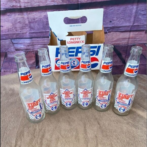 Pepsi empty long neck Richard Petty commemorative bottles with 6-pack tote - Picture 2 of 3